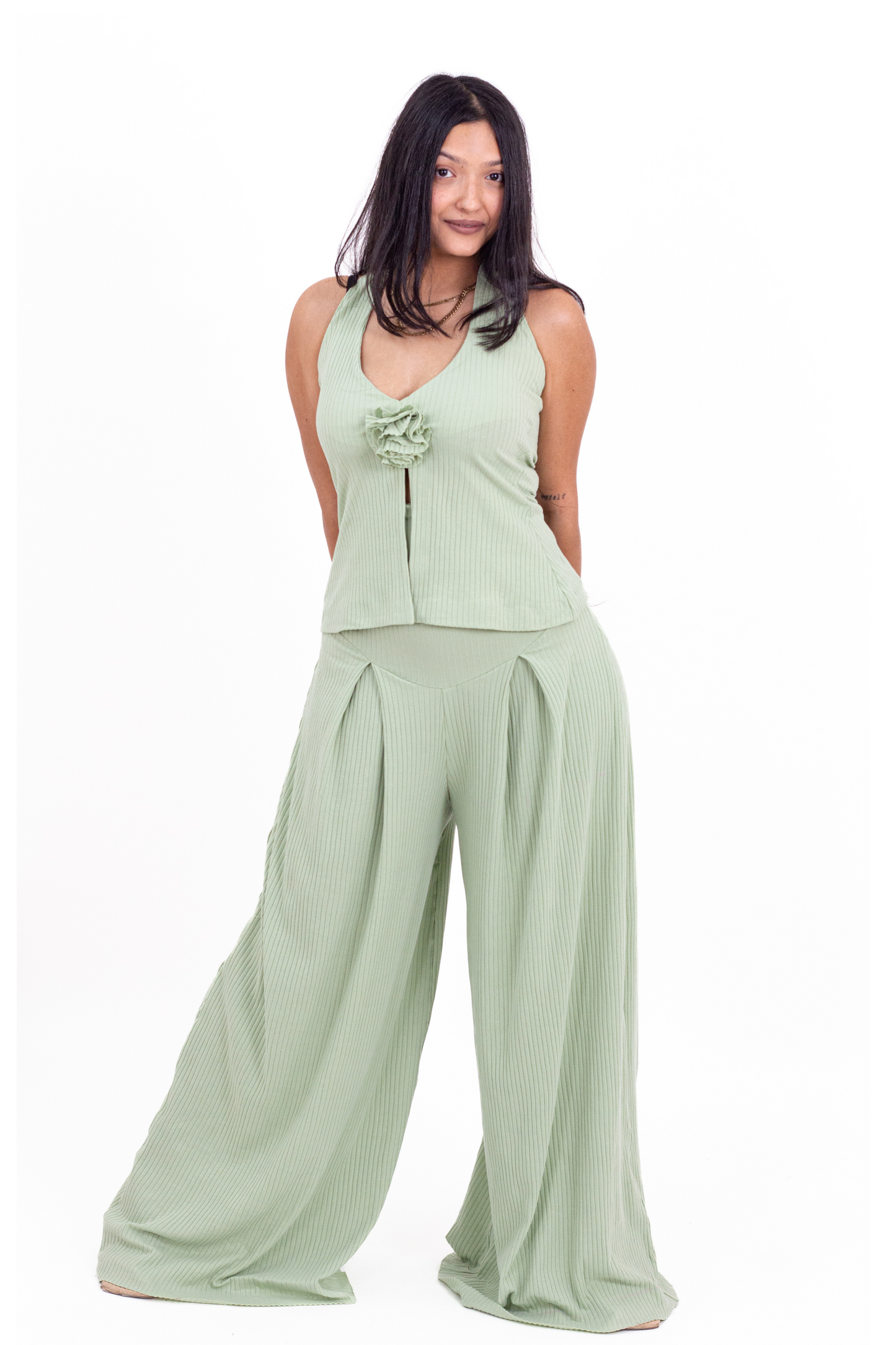 Lilac Ribbed Corset Pants