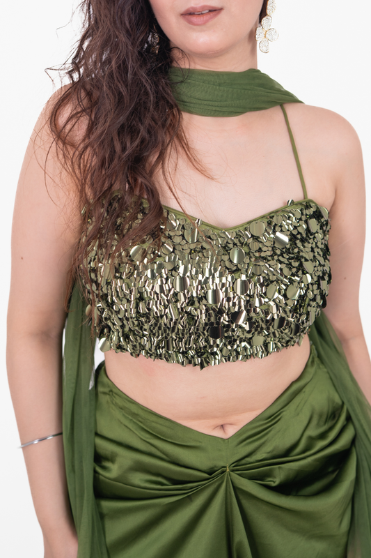 Sitara Green Sequence Blouse
