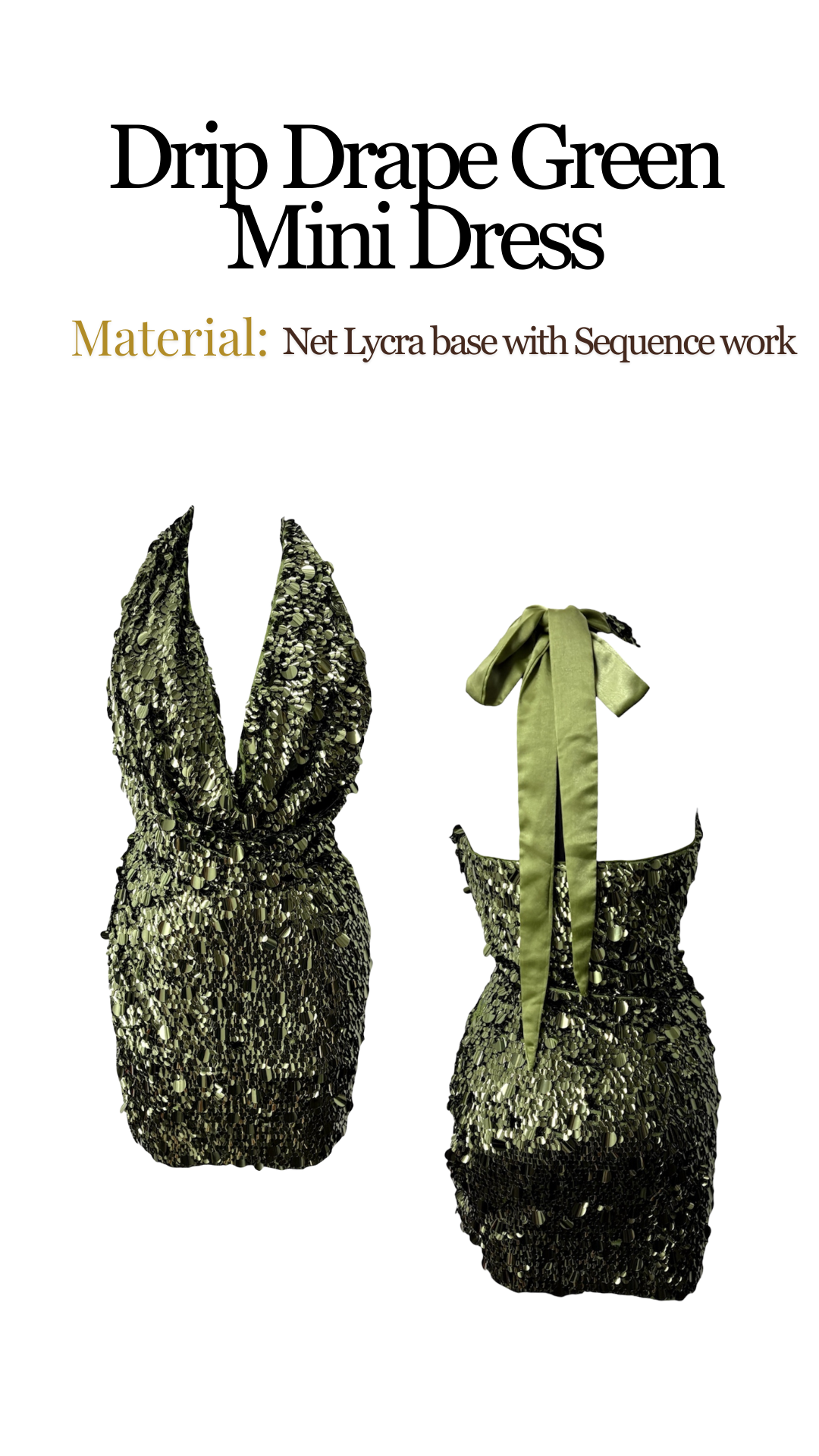 Drip Drape Green Mini Dress