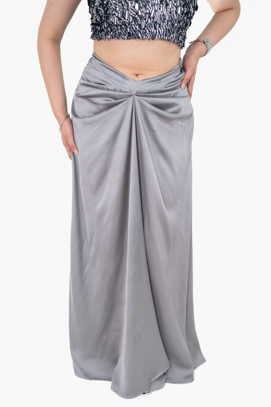 Adaa Ash Gray Draped Skirt