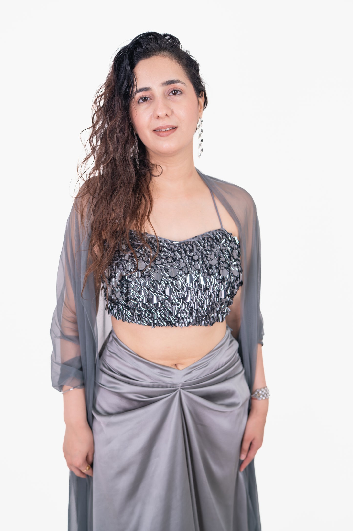 Sitara Ash Gray Sequence Blouse