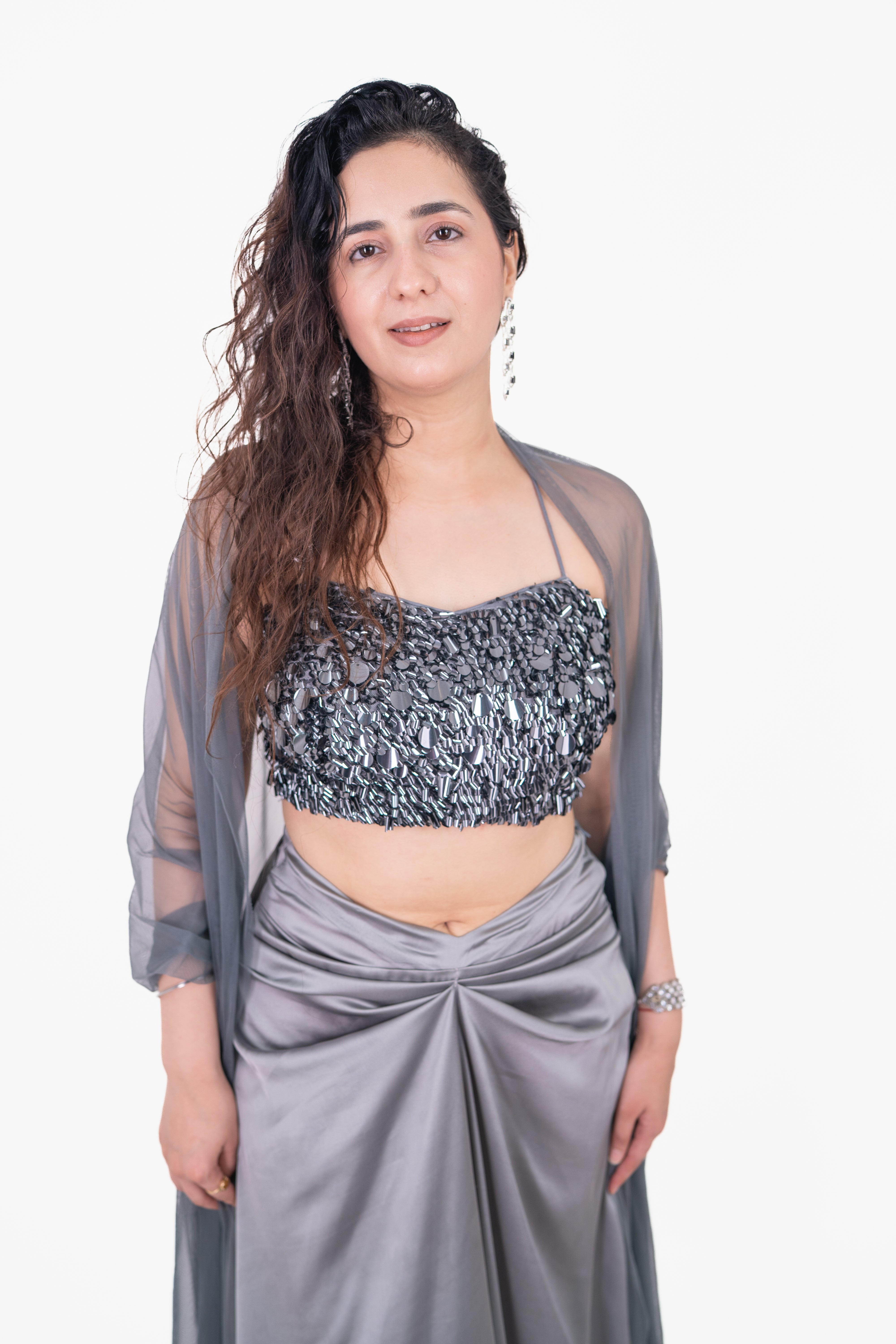 Sitara Ash Gray Sequence Blouse