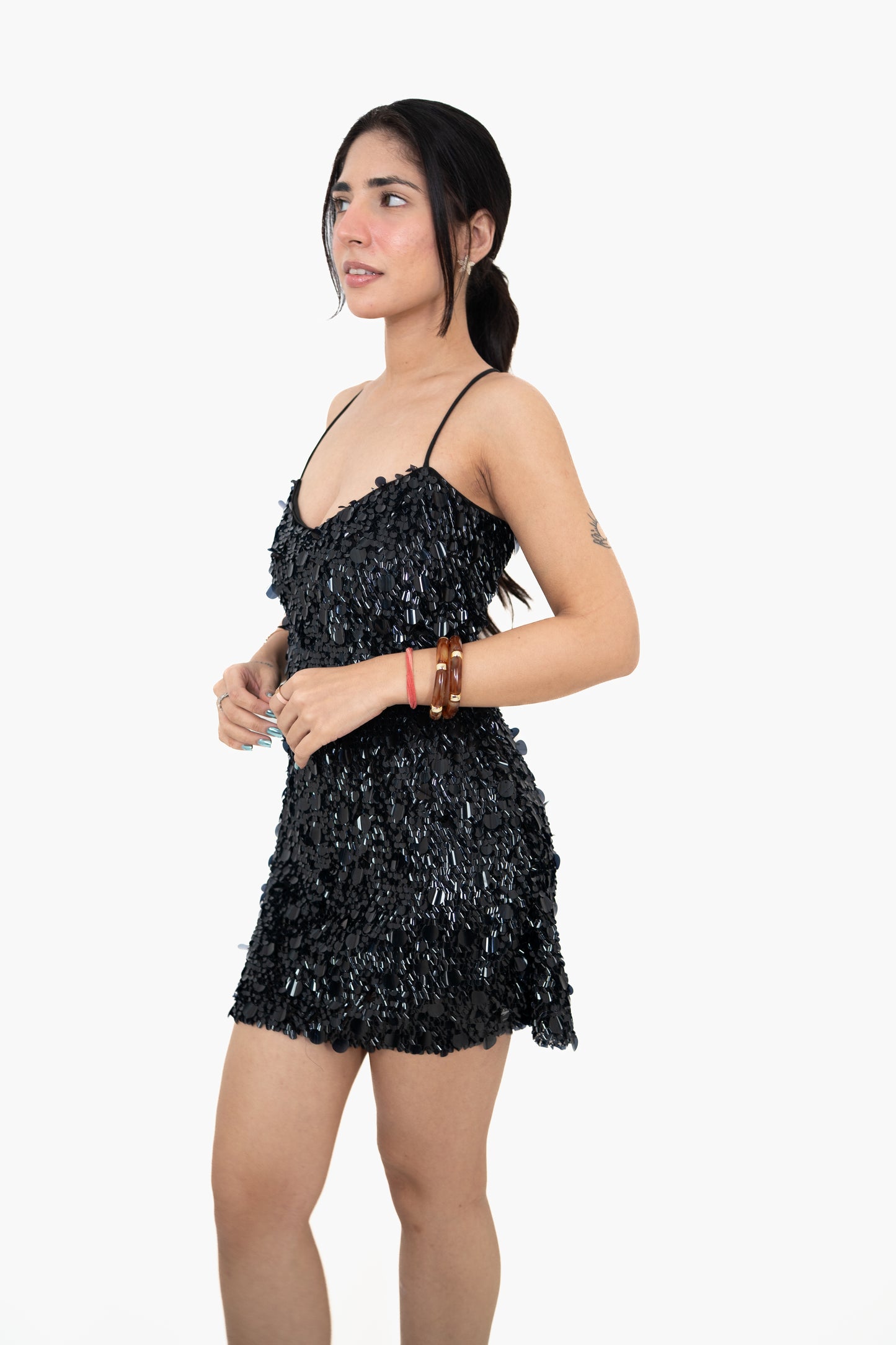 Palm Black Mini Dress