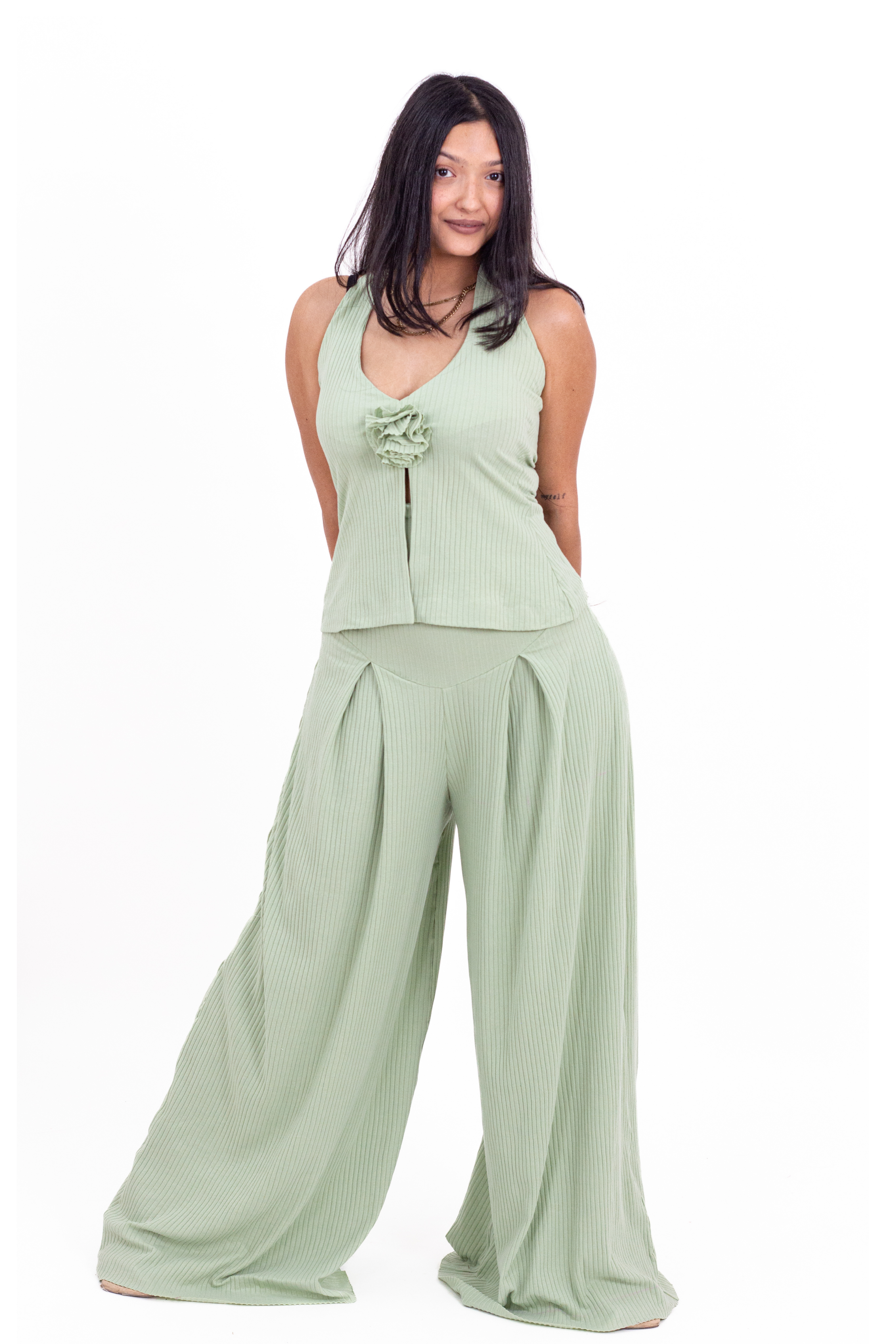 Mint Ribbed Halter Top