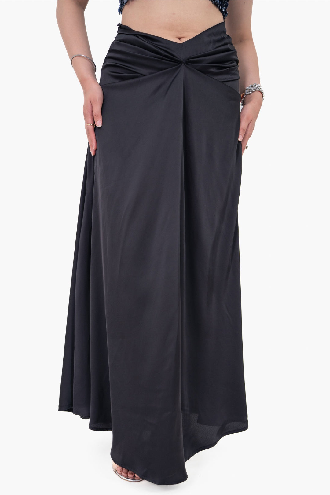 Adaa Black Draped Skirt