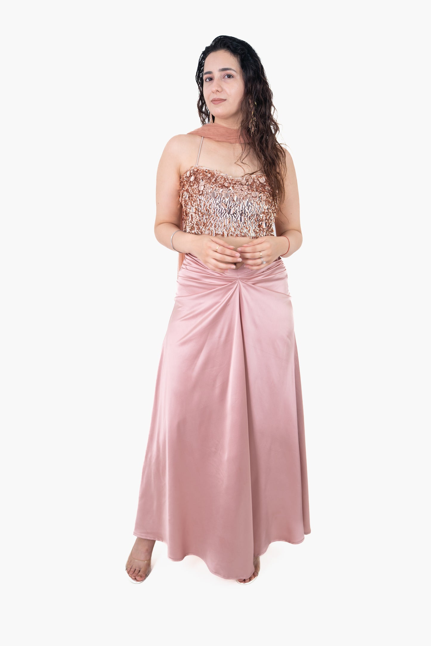 Adaa Green Draped Skirt
