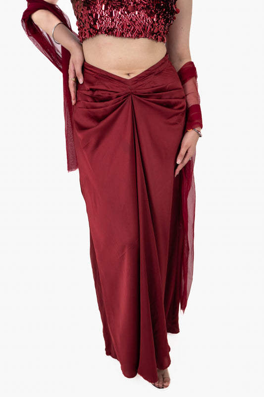 Adaa Red Draped Skirt