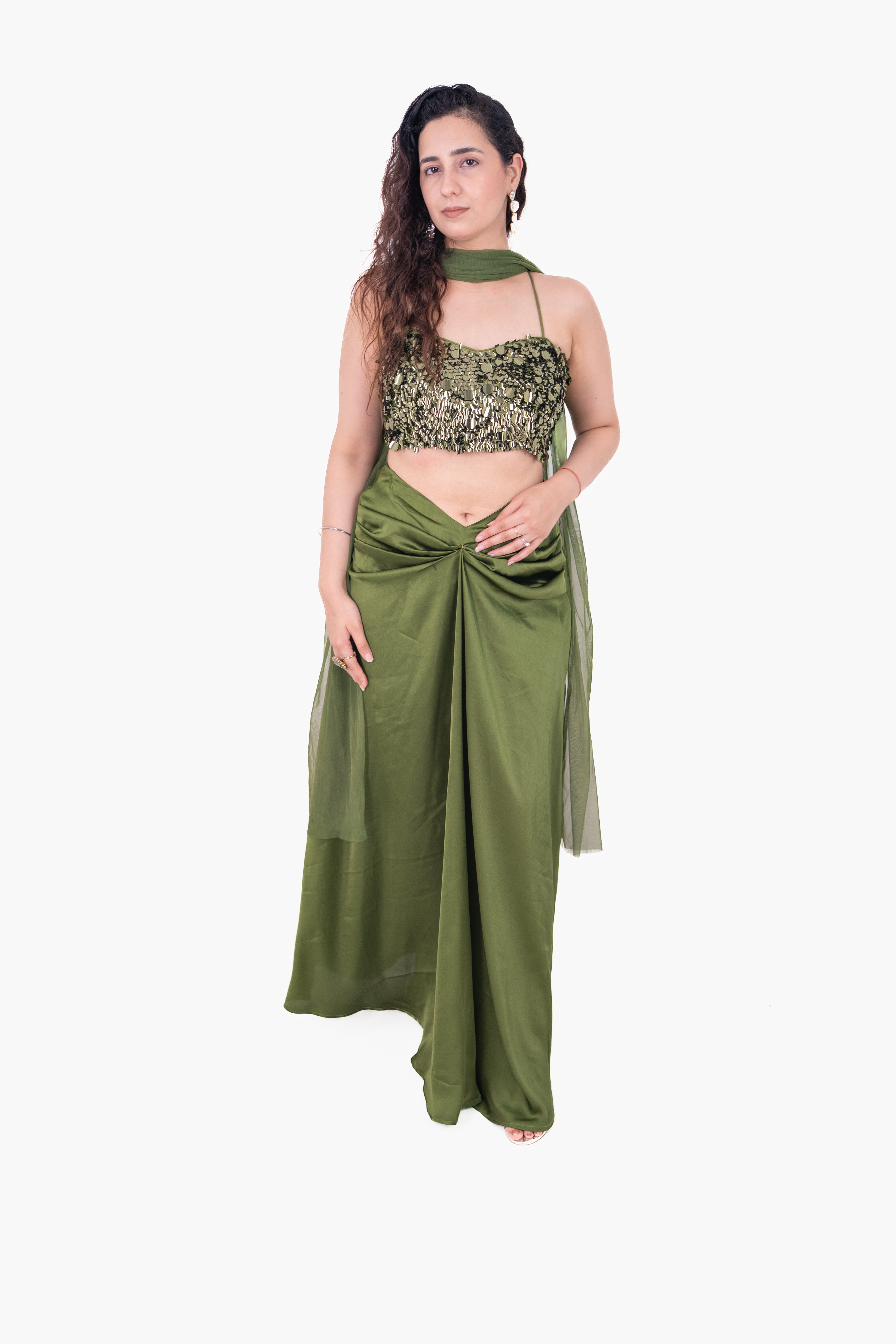 Adaa Ash Gray Draped Skirt