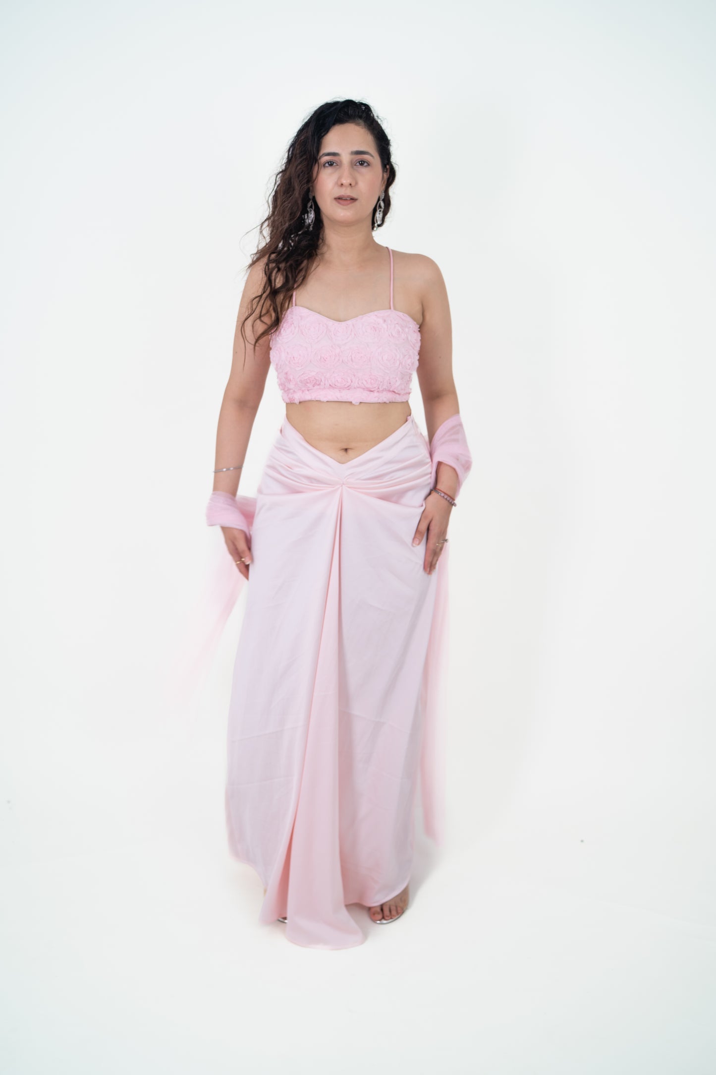 Adaa Ash Gray Draped Skirt