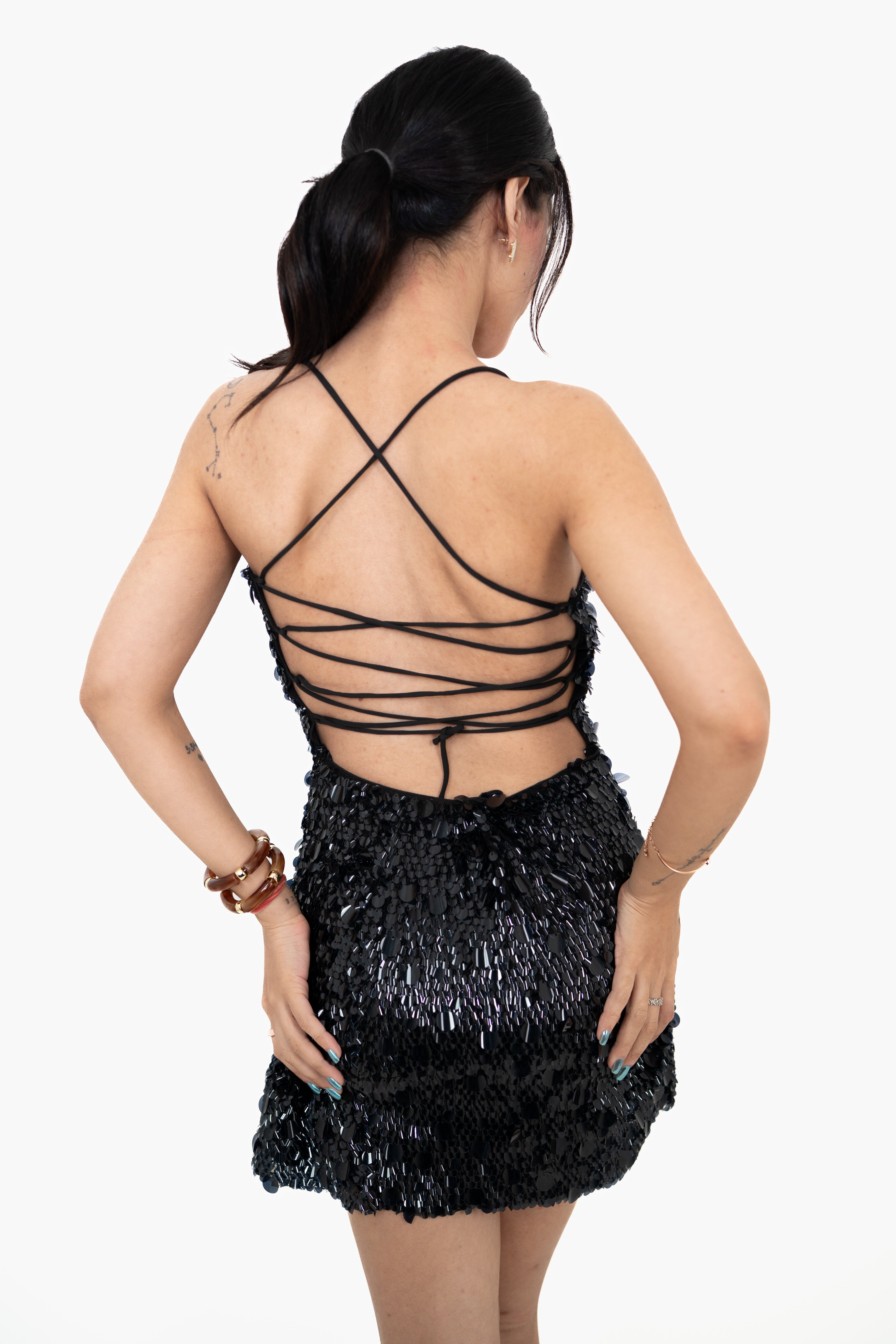 Palm Black Mini Dress