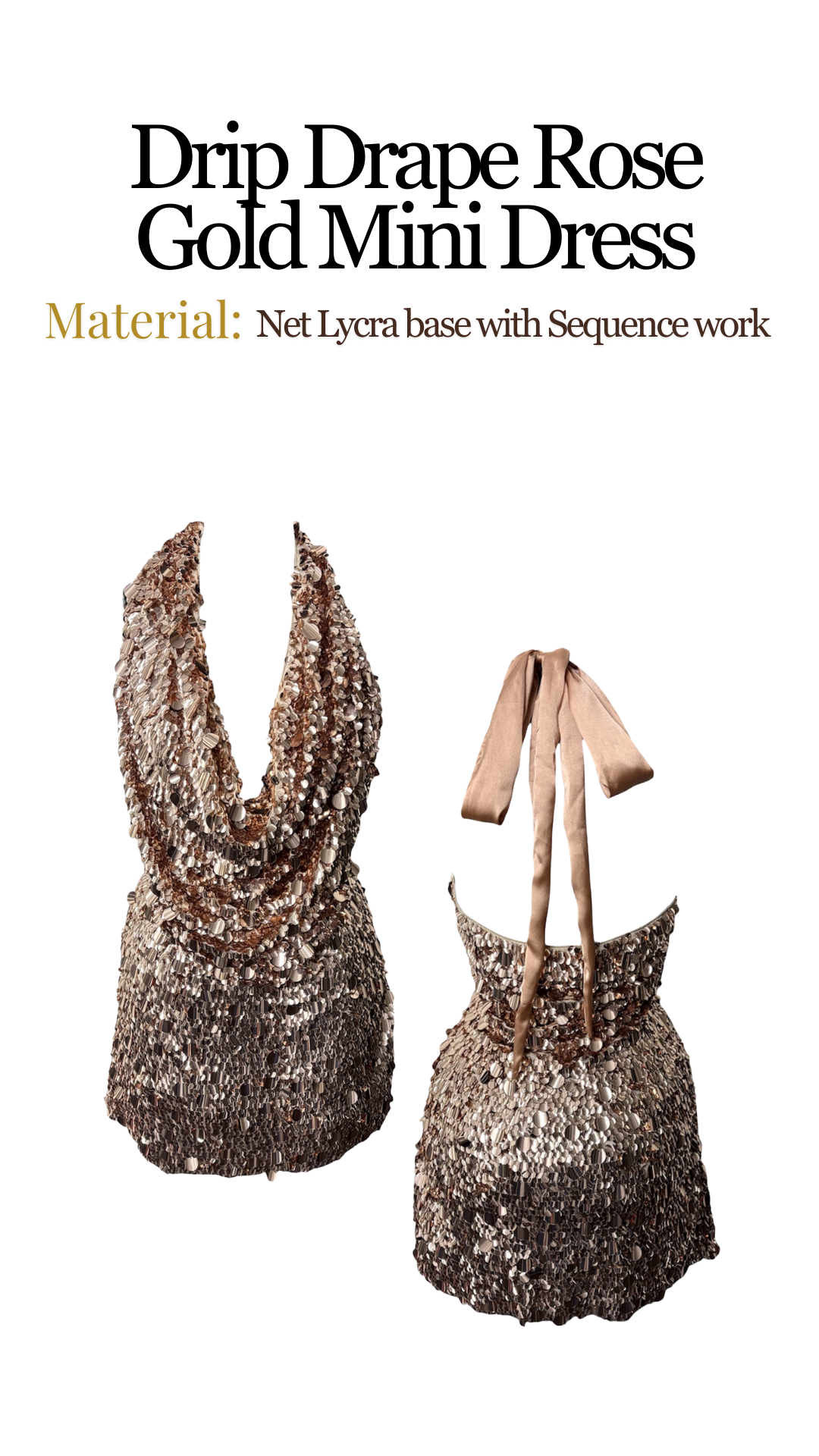 Drip Drape Rose Gold Mini Dress
