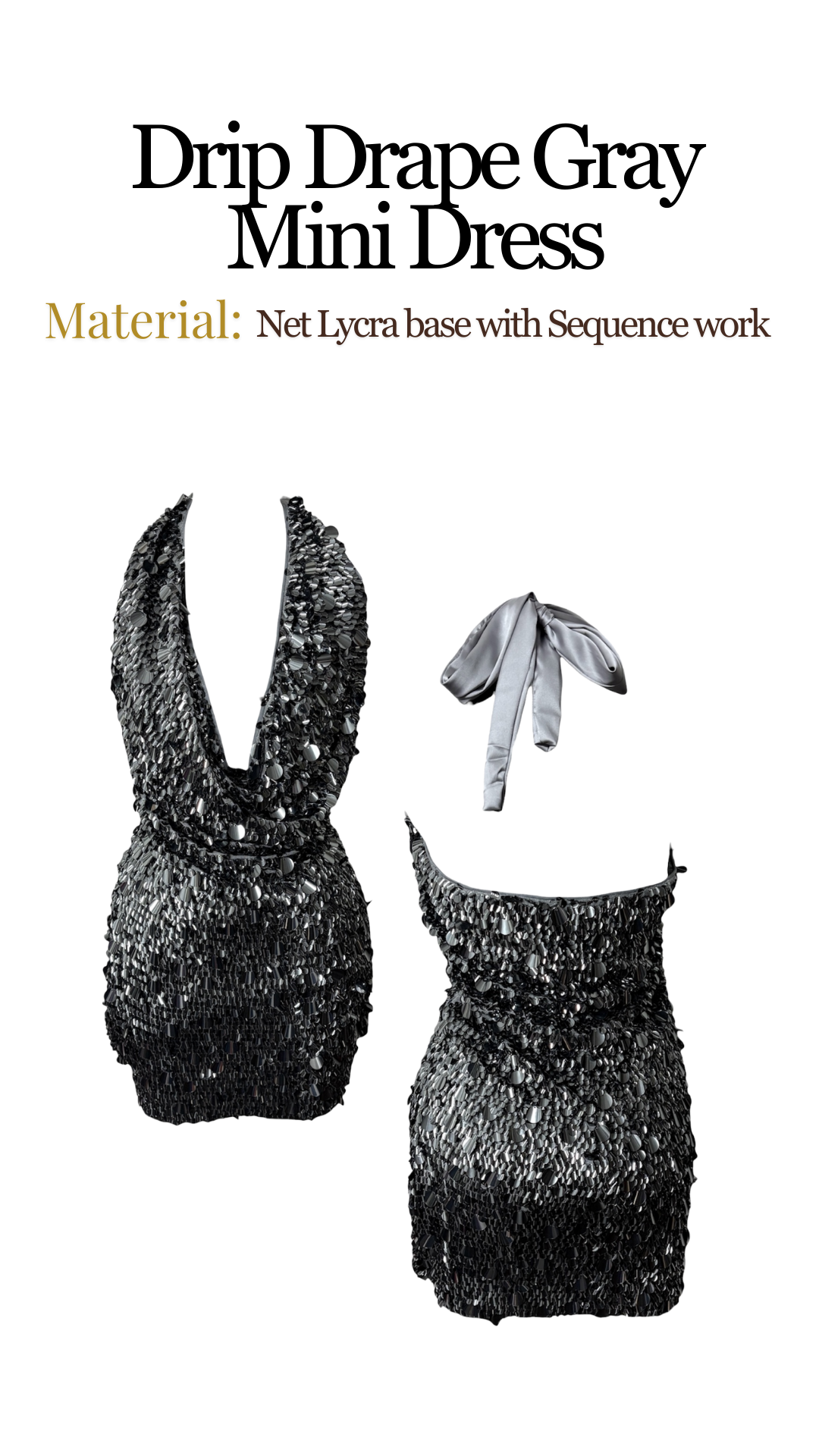 Drip Drape Gray Mini Dress