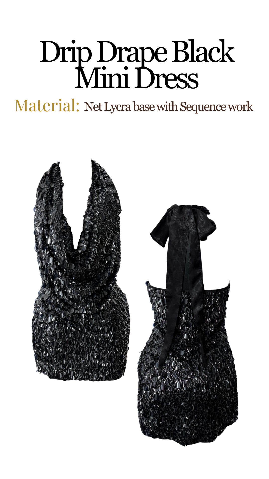 Drip Drape Black Mini Dress