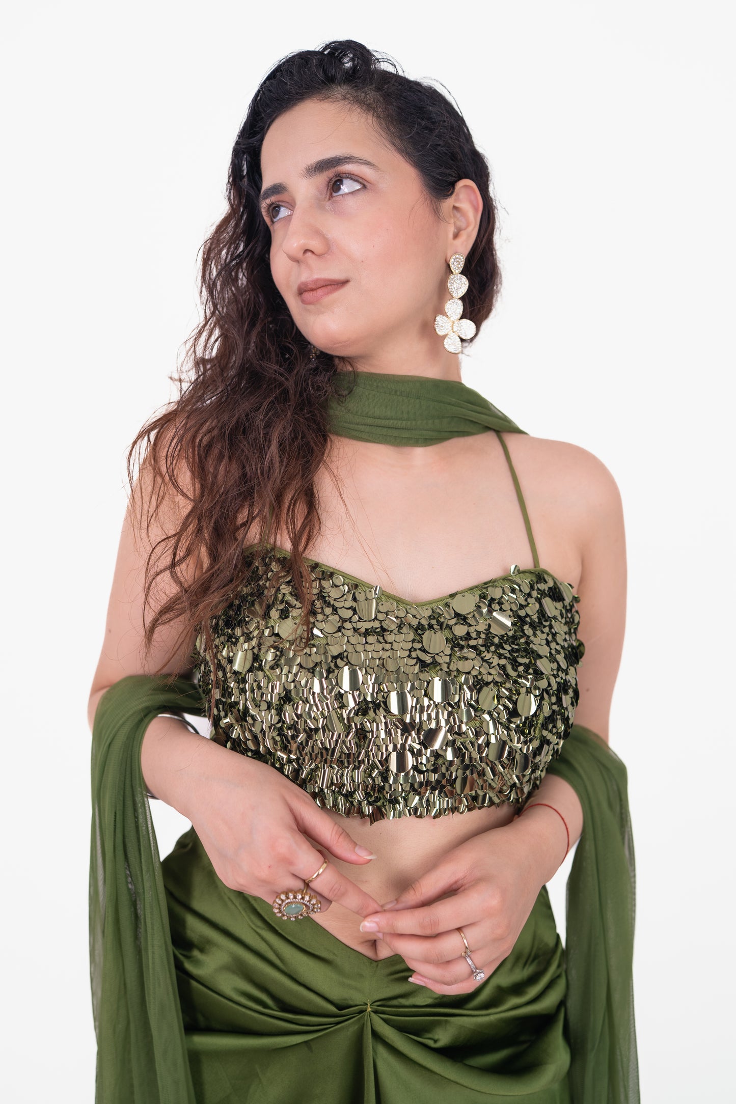 Sitara Green Sequence Blouse