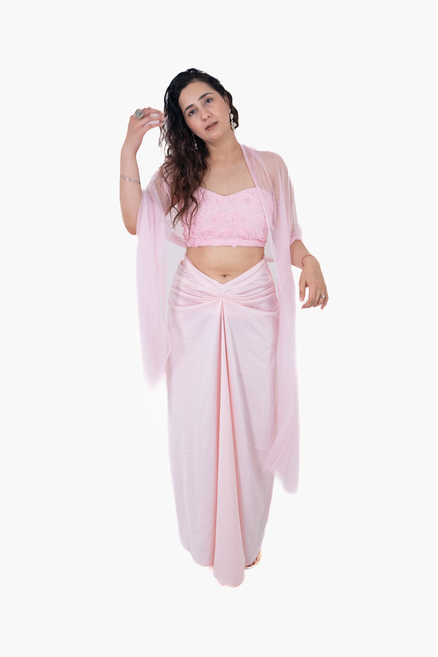 Adaa Pink Draped Skirt