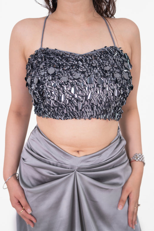 Sitara Ash Gray Sequence Blouse