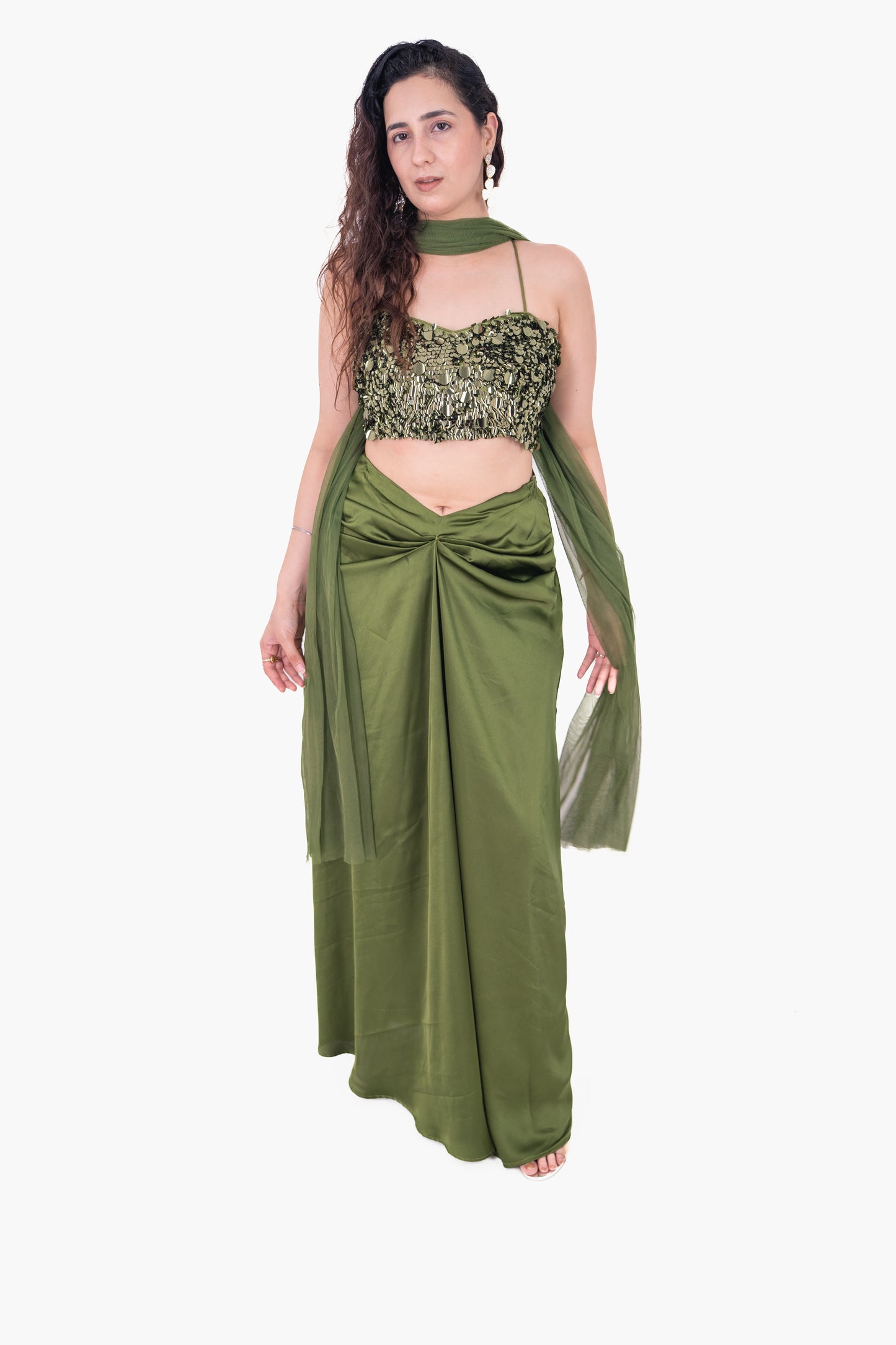 Adaa Rose Gold Draped Skirt