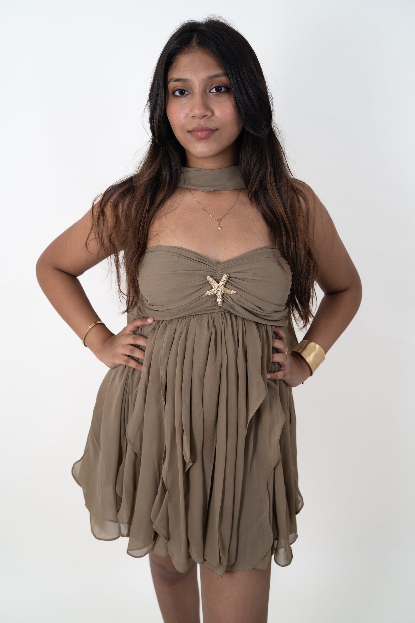 Starfish Khaki Mini Dress