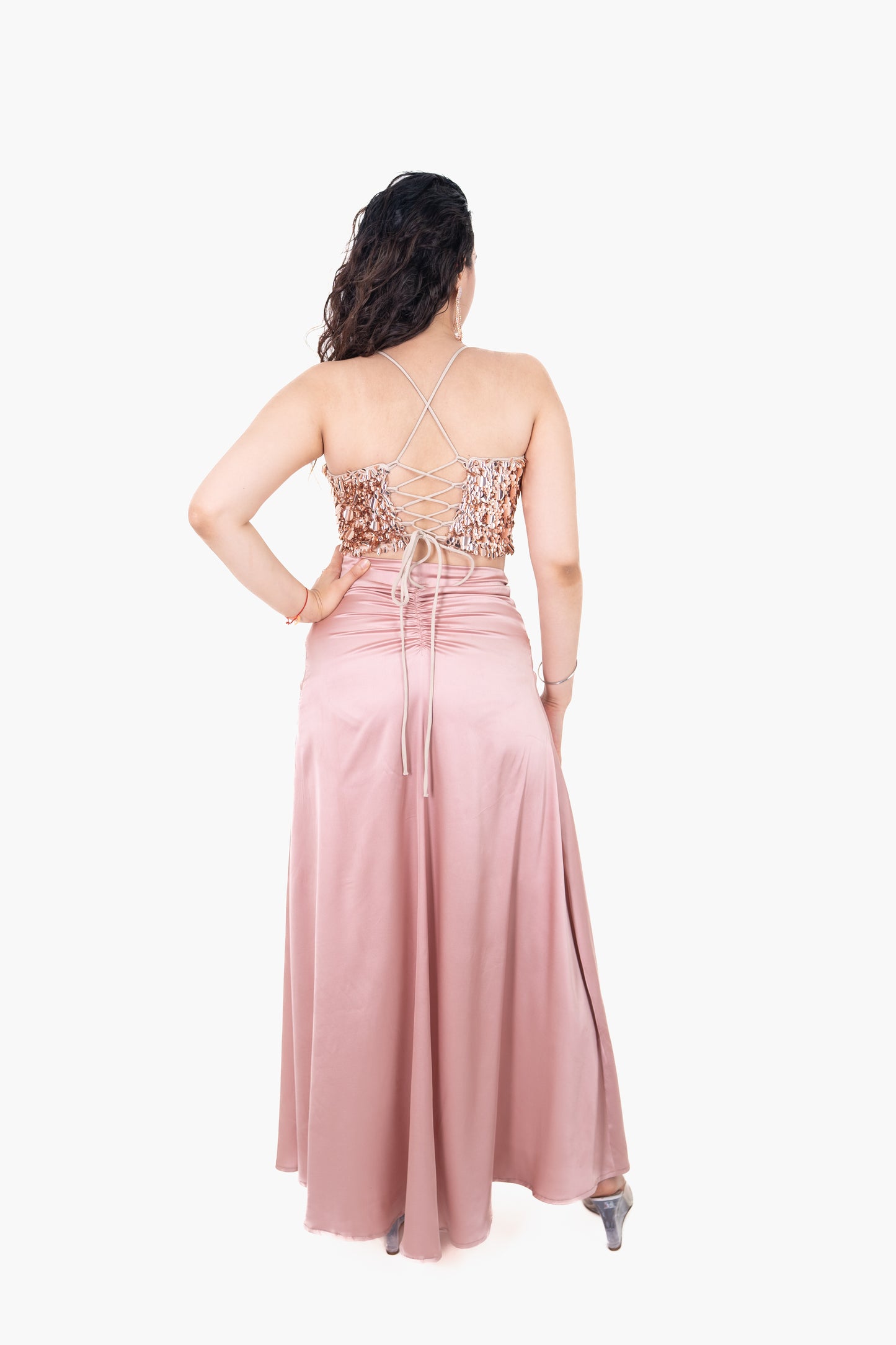 Adaa Rose Gold Draped Skirt
