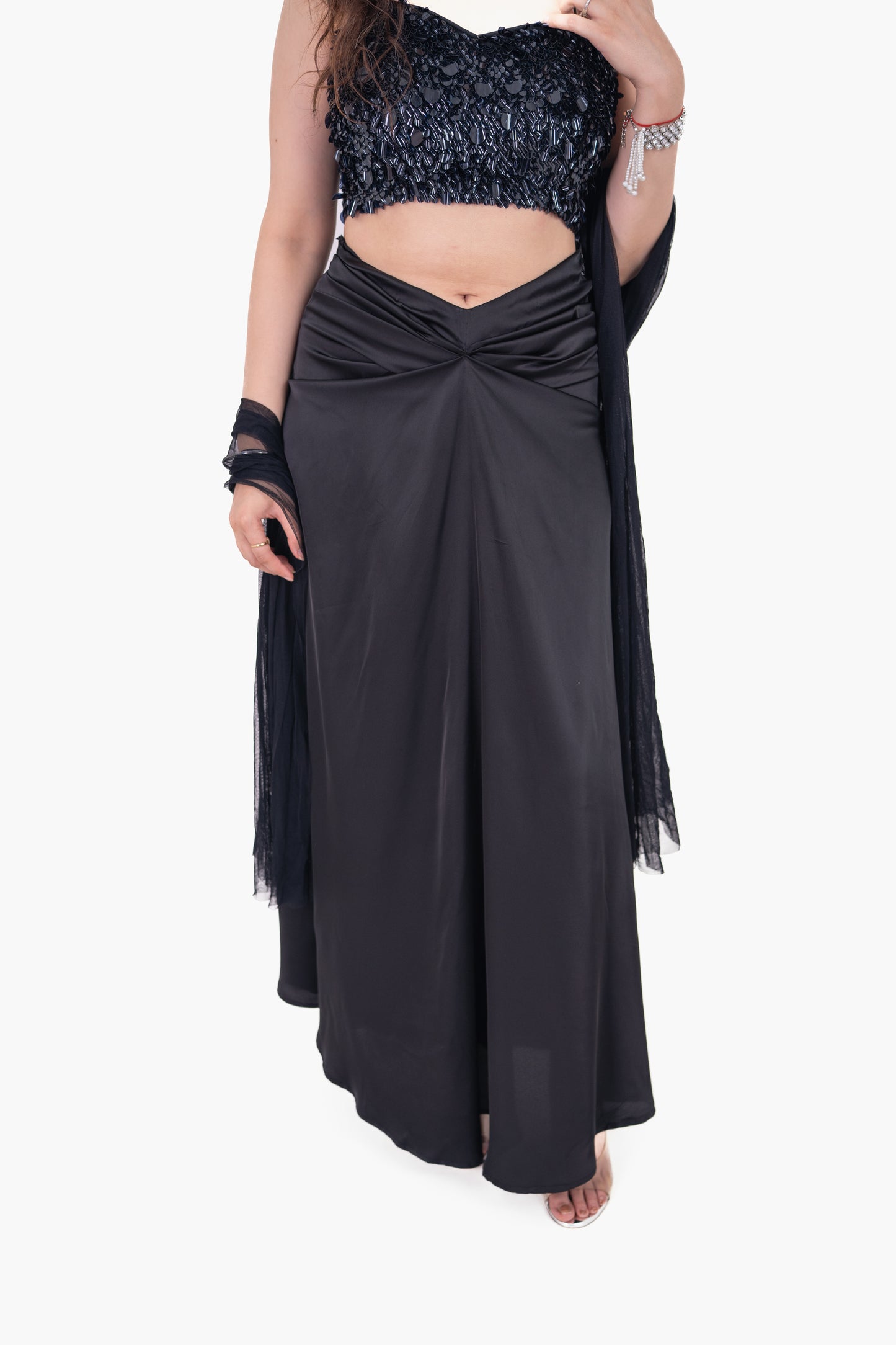 Adaa Black Draped Skirt