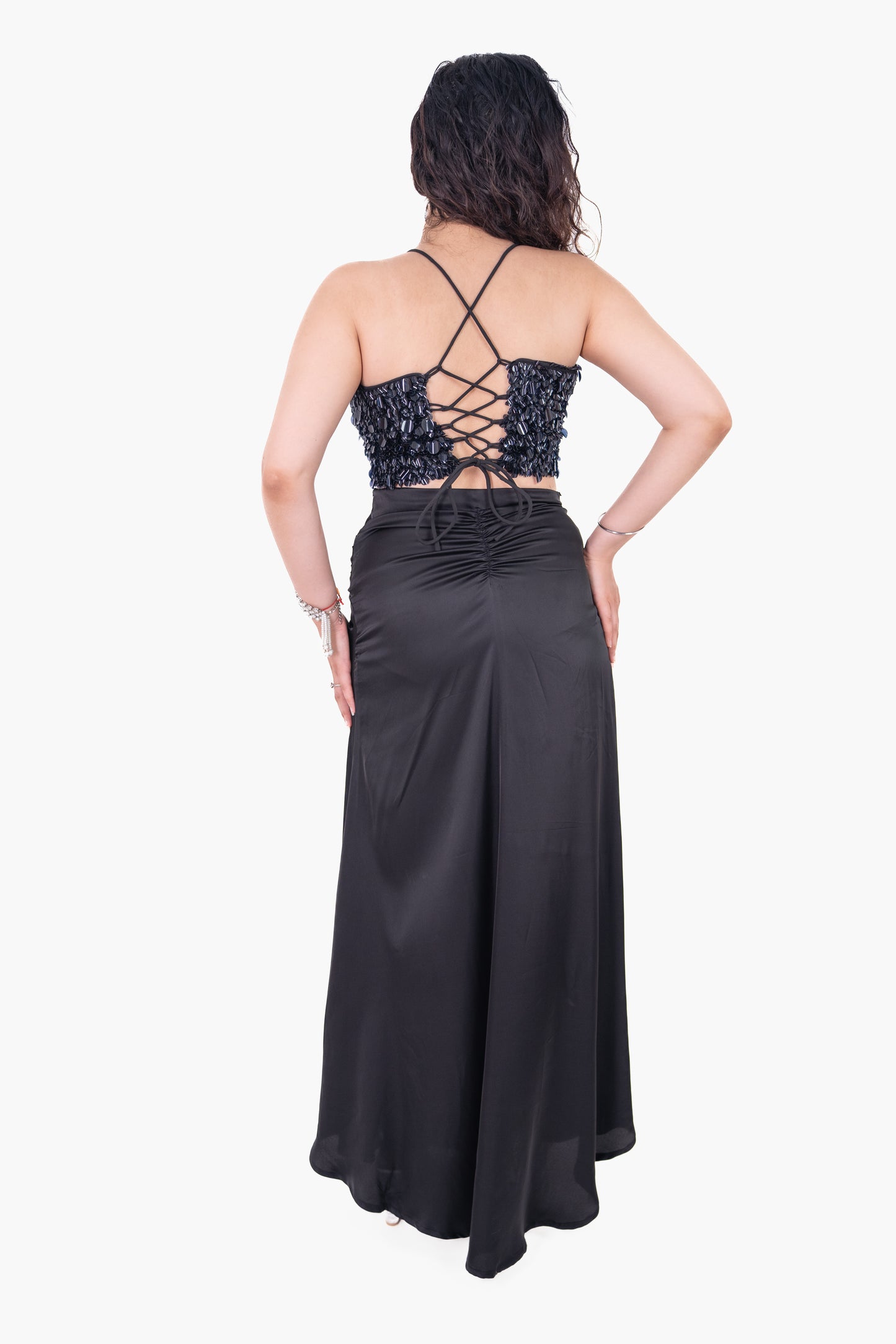 Adaa Black Draped Skirt