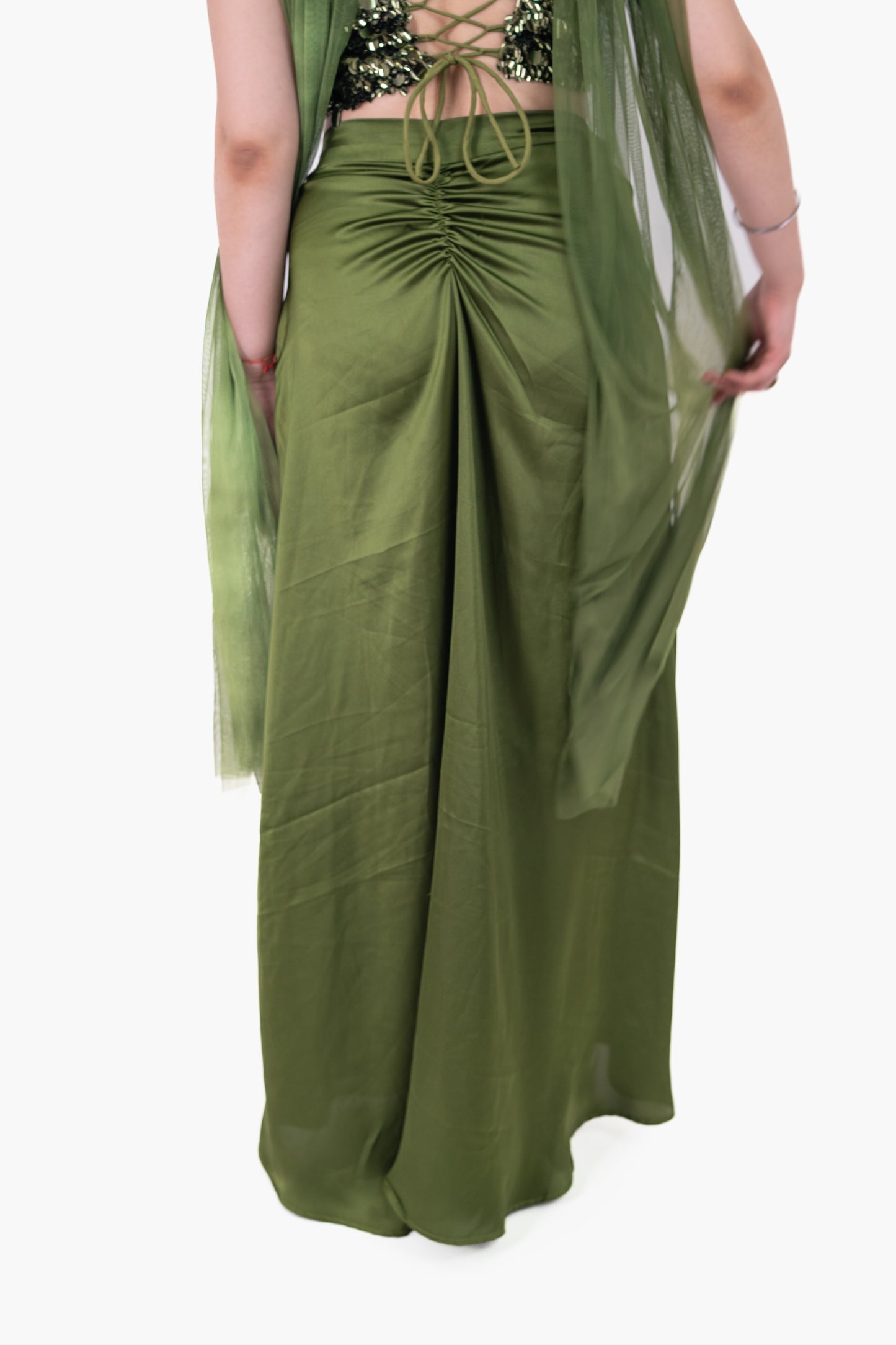 Adaa Green Draped Skirt