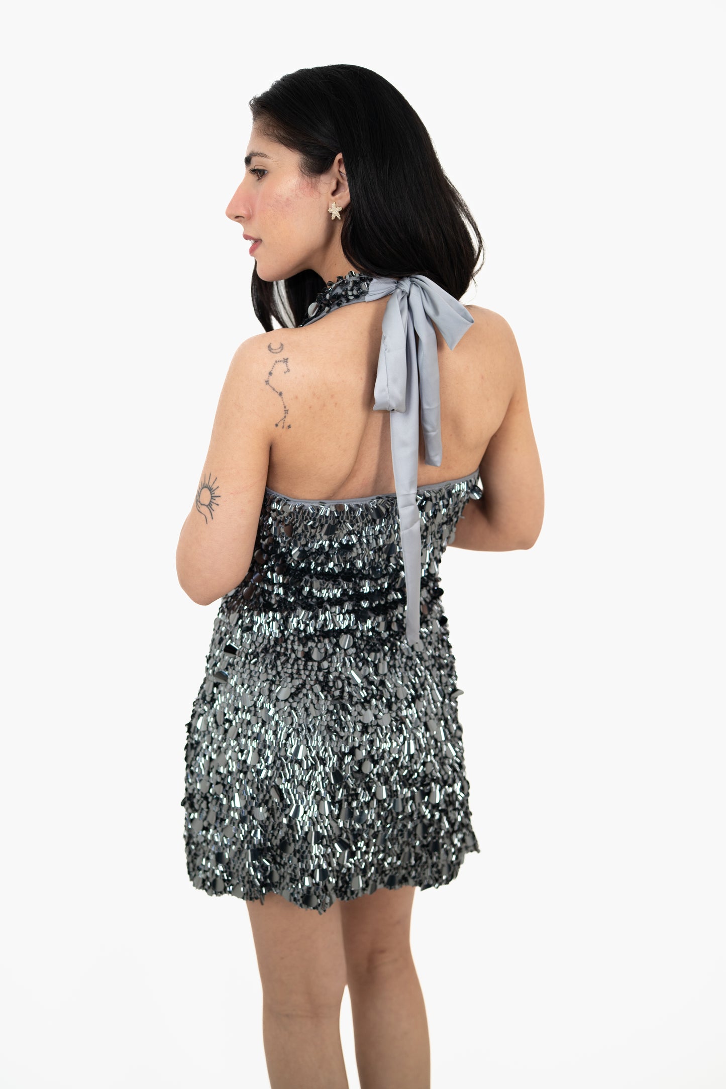 Drip Drape Gray Mini Dress