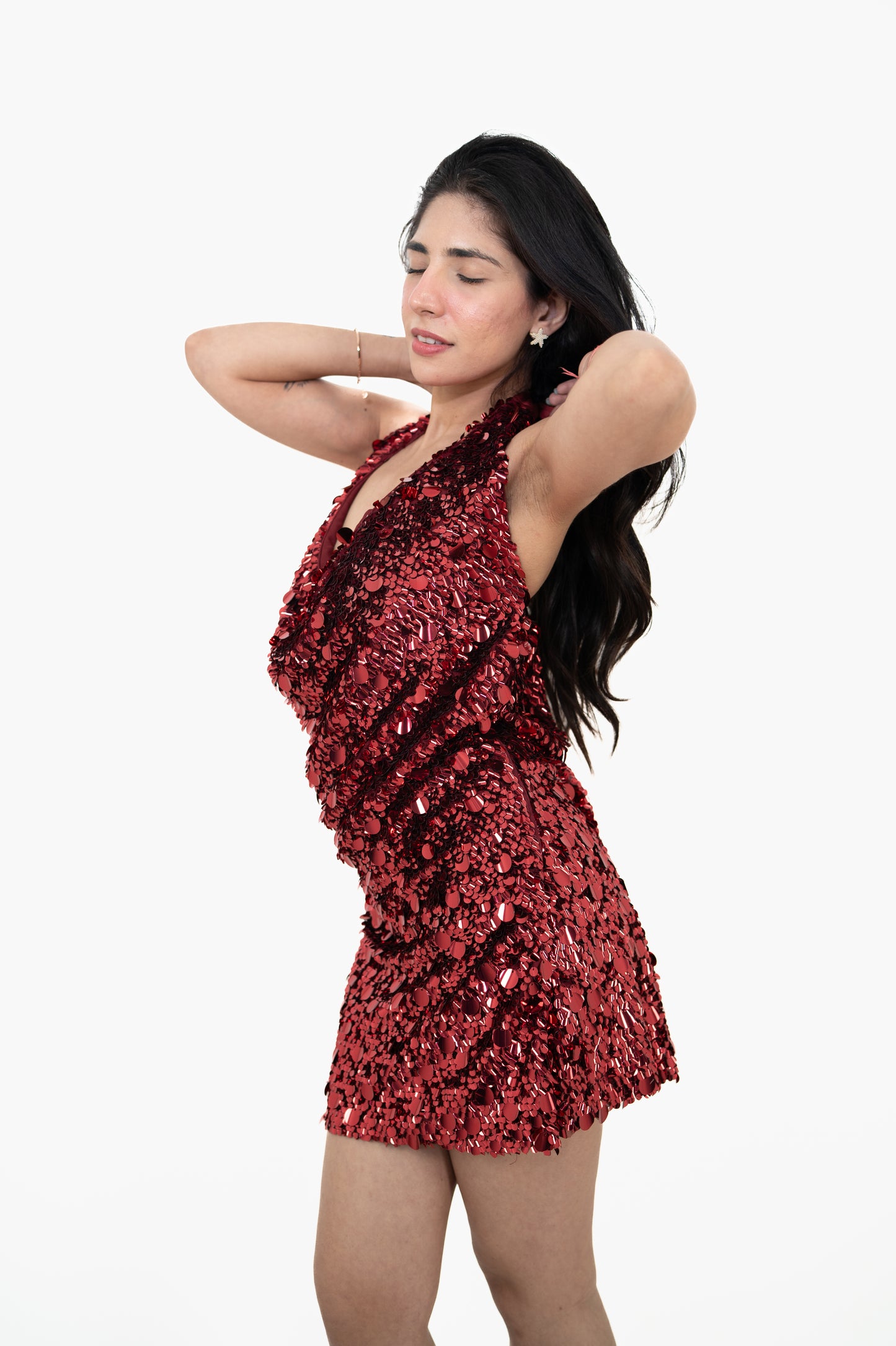 Drip Drape Red Mini Dress