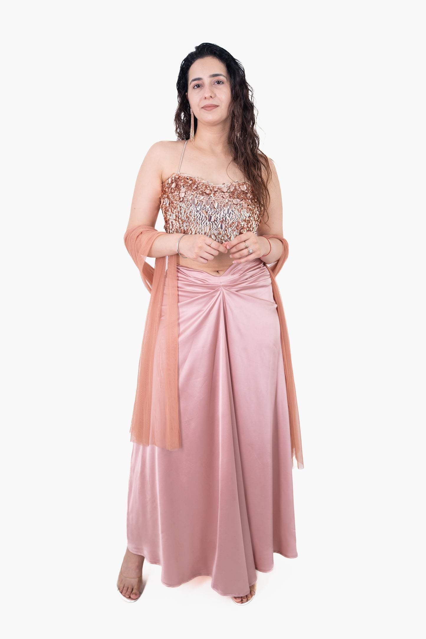 Adaa Rose Gold Draped Skirt