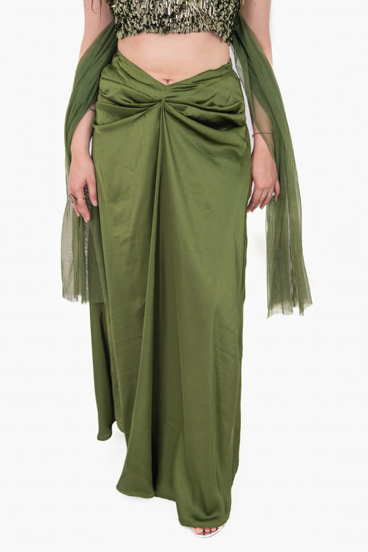 Adaa Green Draped Skirt