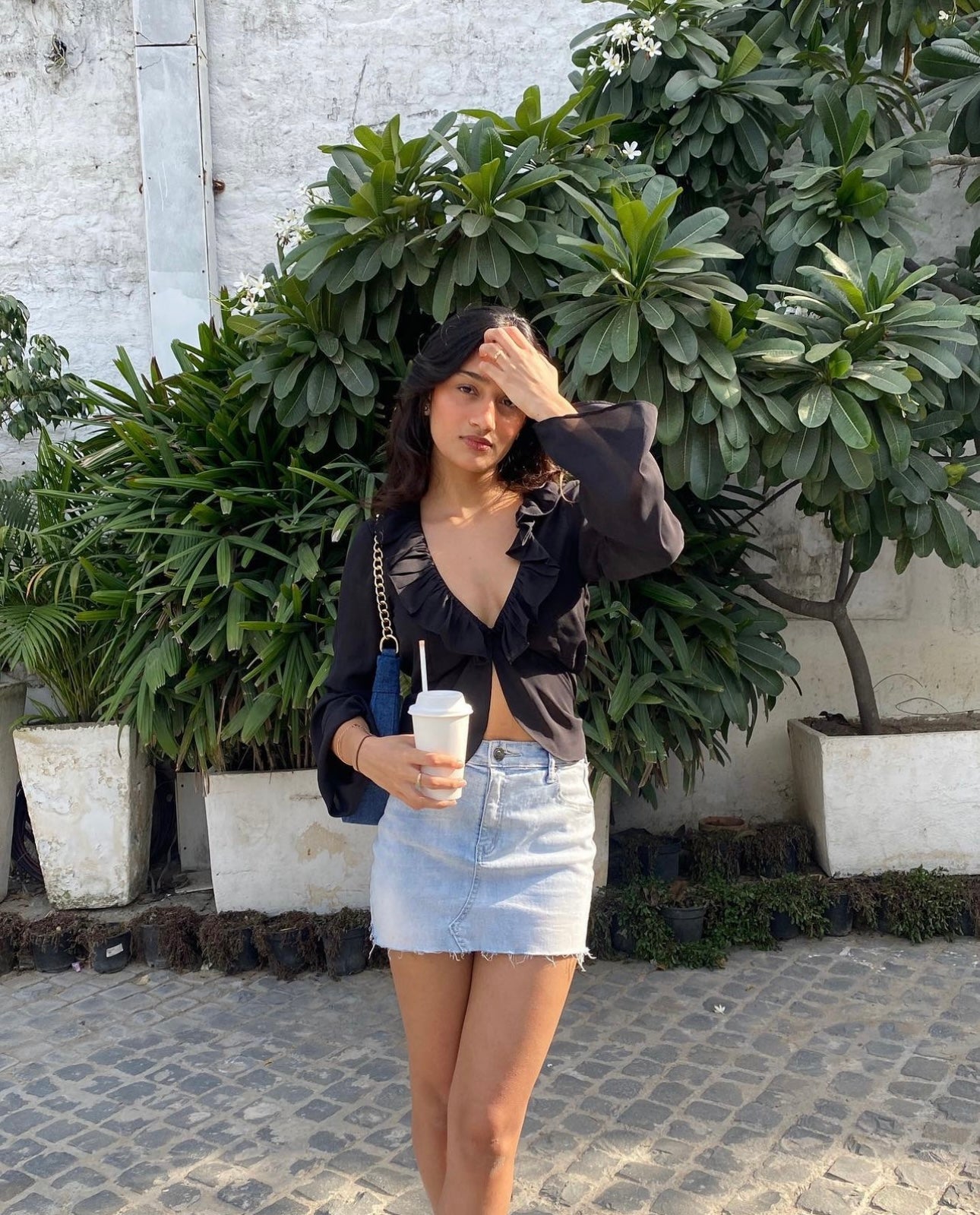 Black Gia Ruffle Top
