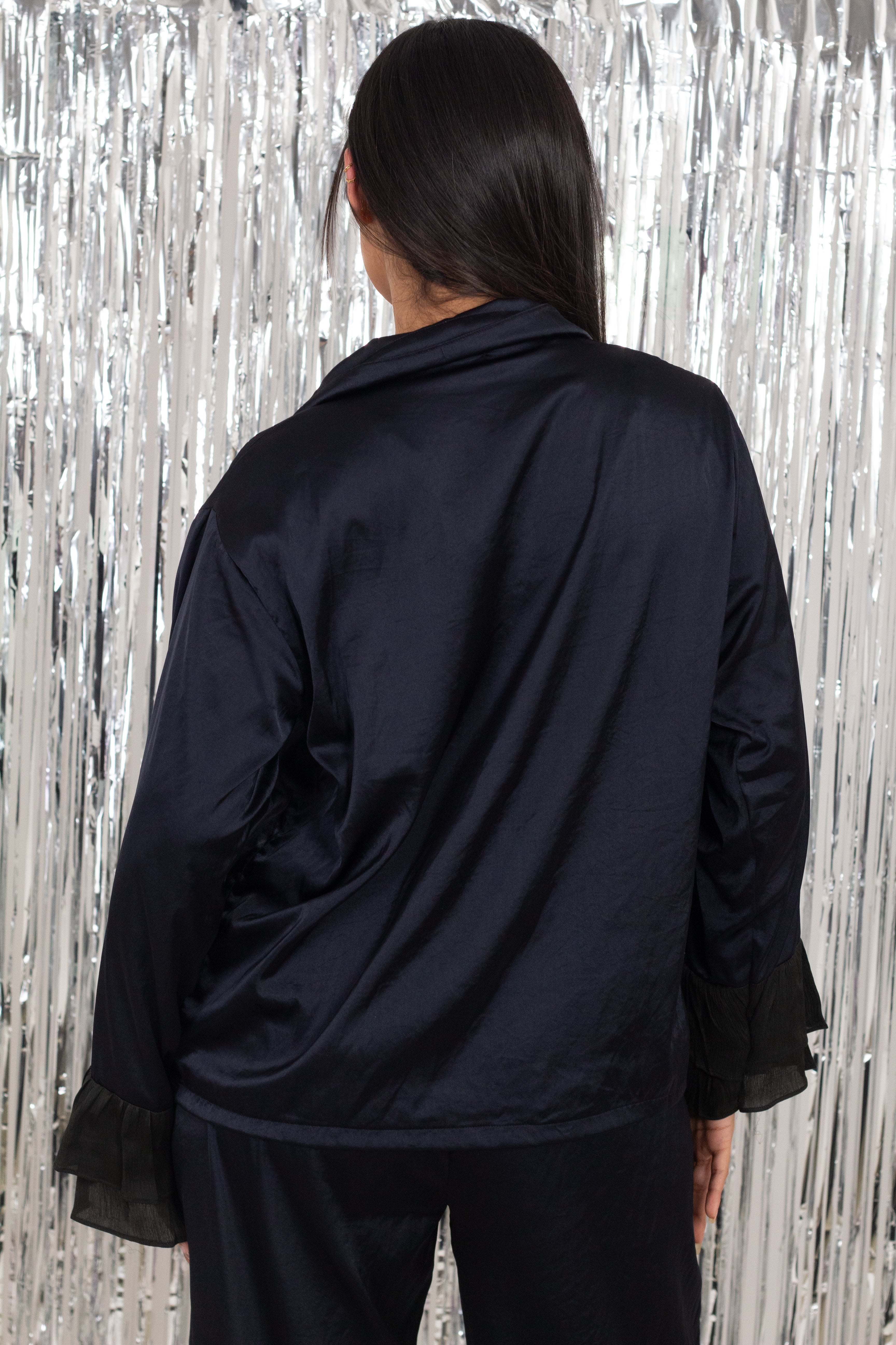 Black Satin Pyjama Set
