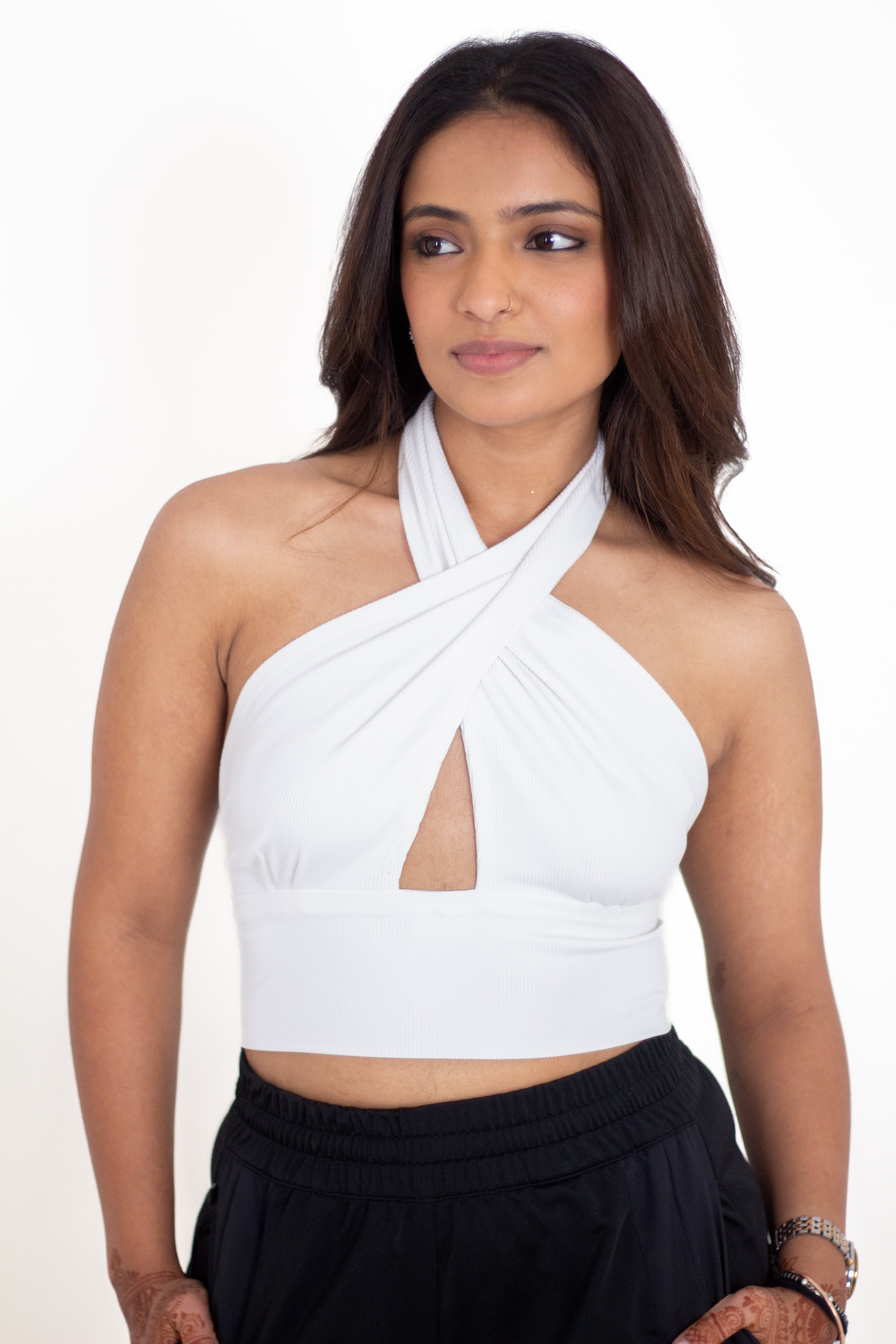 Vanilla Ribbed Halter Top