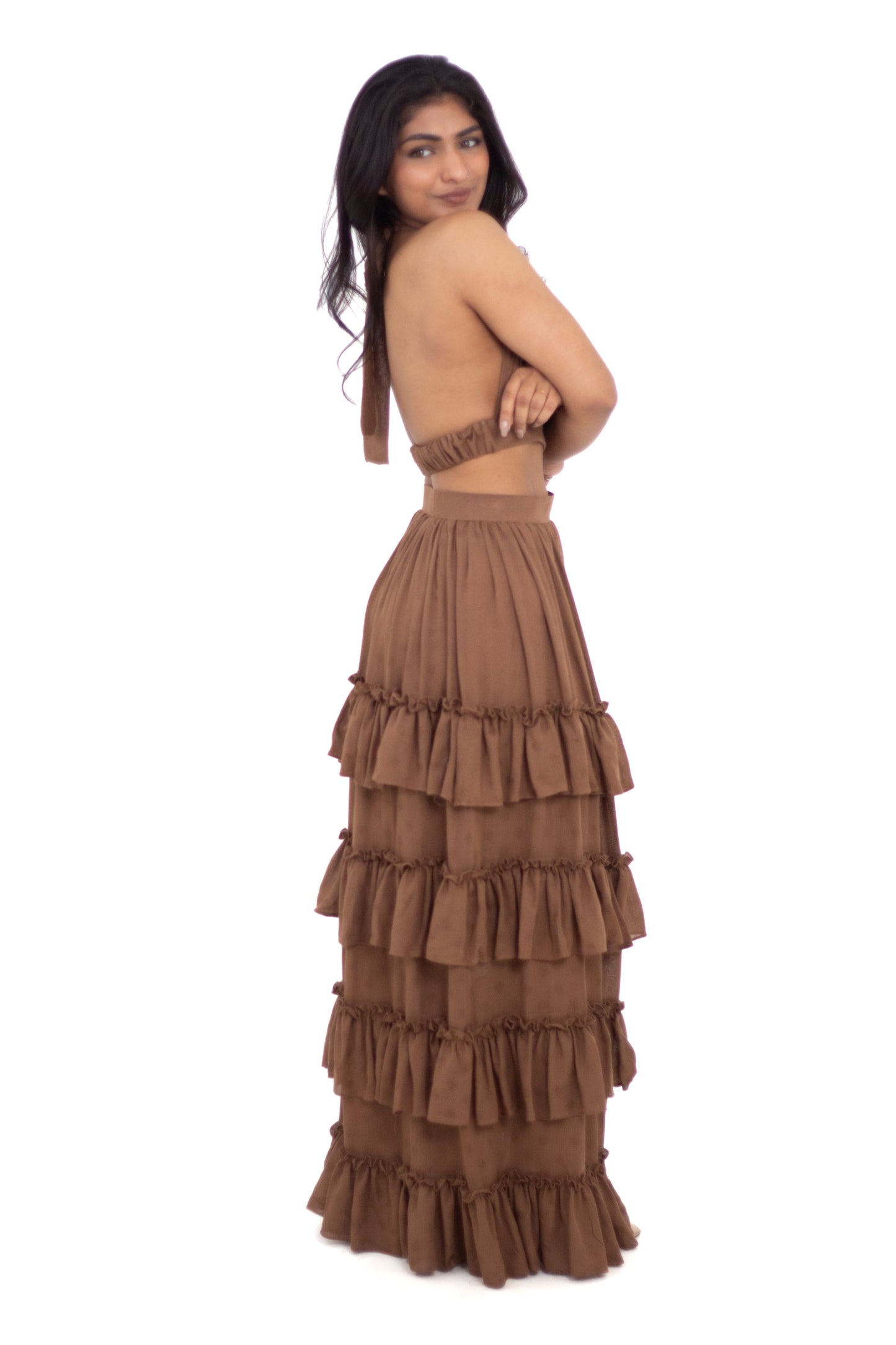 Lyla Brown Ruffle Skirt