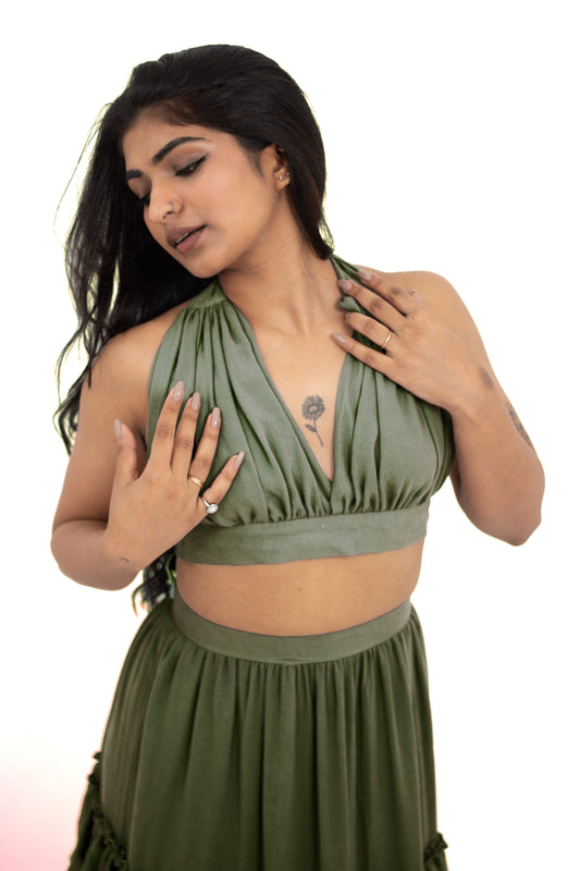 Lyla Halter Green Top