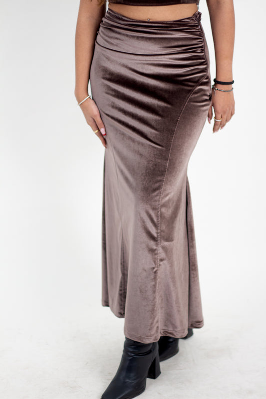 Velvet Mocha Maxi Skirt