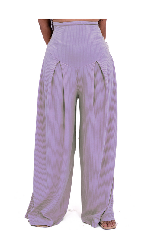 Lilac Ribbed Corset Pants