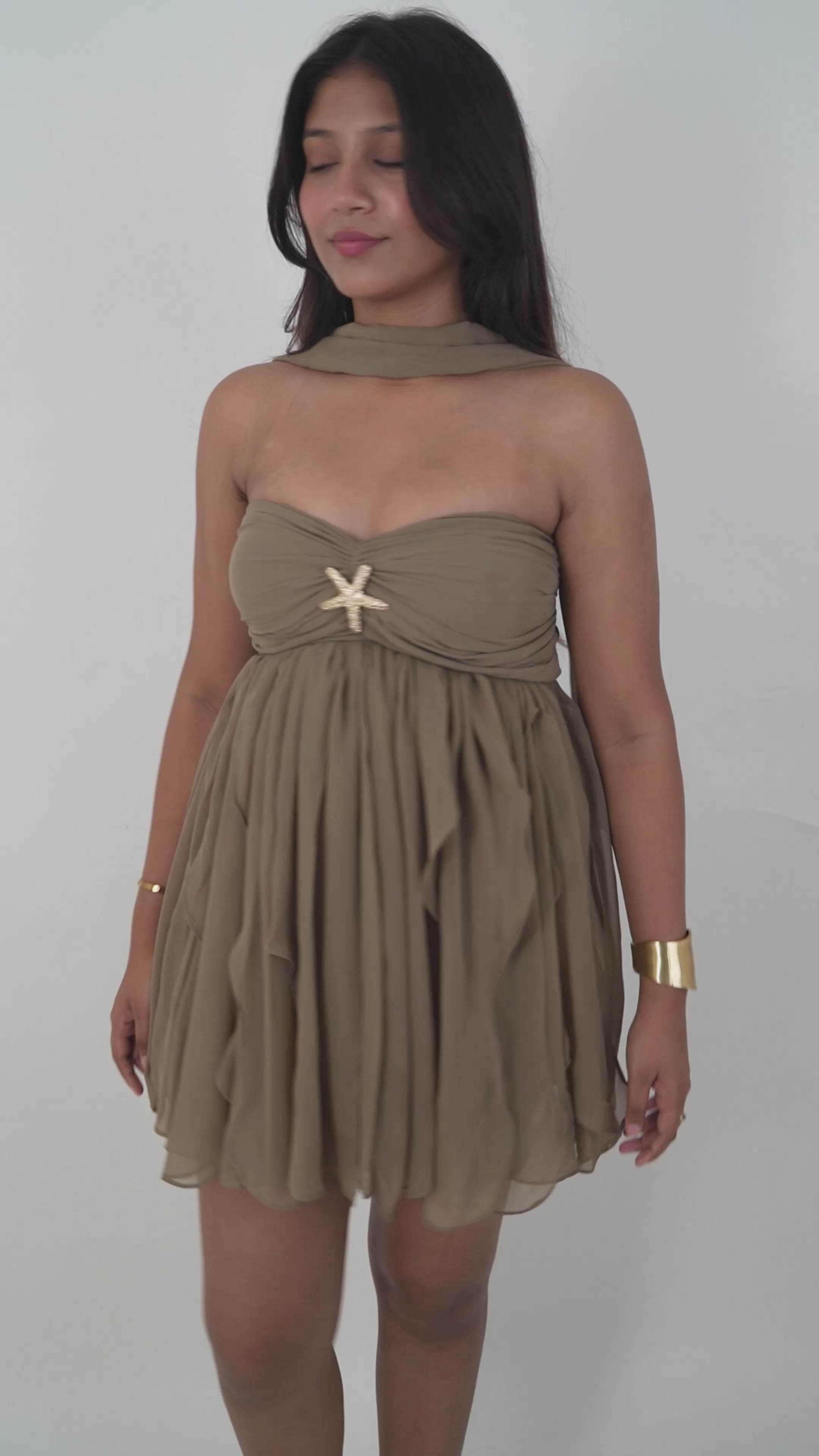 Starfish Khaki Mini Dress
